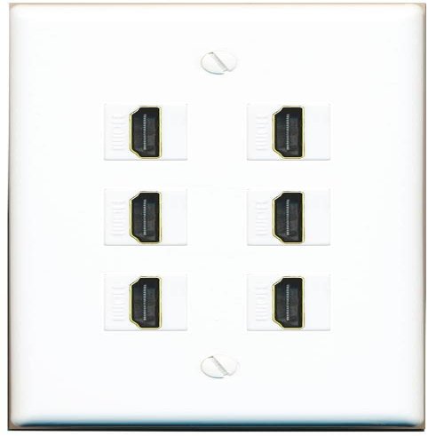 6 HDMI Flat/Solid Wall Plate [White]