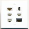 CAT6 CAT7 HDMI 3 Phone Flat/Solid Wall Plate [White] view 1