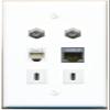 CAT7 2 Coax Phone 2 USBC Flat/Solid Wall Plate [White] view 1