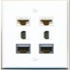 2 CAT6 2 CAT7 2 HDMI Flat/Solid Wall Plate [White] view 1