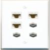 3 CAT6 3 Coax Flat/Solid Wall Plate [White] view 1
