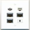 3 CAT7 Coax Phone USBC Flat/Solid Wall Plate [White] view 1