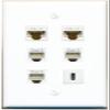 2 CAT6 3 Phone USBC Flat/Solid Wall Plate [White] view 1