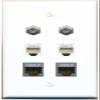 2 CAT7 2 Coax 2 Phone Flat/Solid Wall Plate [White] view 1
