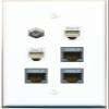 3 CAT7 Coax 2 Phone Flat/Solid Wall Plate [White] view 1