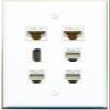2 CAT6 HDMI 3 Phone Flat/Solid Wall Plate [White] view 1