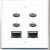 2 CAT7 4 Coax Flat/Solid Wall Plate [White] view 1