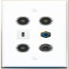 3.5mm RCA-Blue 3 TOSLINK USBC Flat/Solid Wall Plate [White] view 1