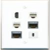 2 CAT7 HDMI 2 Phone USBC Flat/Solid Wall Plate [White] view 1