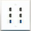 4 HDMI 2 USB-3 Flat/Solid Wall Plate [White] view 1