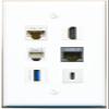 CAT6 CAT7 HDMI Phone USB-3 USBC Flat/Solid Wall Plate [White] view 1