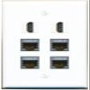 4 CAT7 2 HDMI Flat/Solid Wall Plate [White] view 1