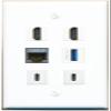 CAT7 2 HDMI USB-3 2 USBC Flat/Solid Wall Plate [White] view 1
