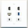 2 HDMI Phone USB-3 2 USBC Flat/Solid Wall Plate [White] view 1