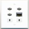 CAT7 3 Coax 2 USBC Flat/Solid Wall Plate [White] view 1