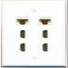 2 CAT6 4 HDMI Flat/Solid Wall Plate [White] view 1