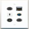 2 3.5mm CAT7 RCA-Blue TOSLINK USBC Flat/Solid Wall Plate [White] view 1