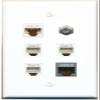 CAT6 CAT7 Coax 3 Phone Flat/Solid Wall Plate [White] view 1