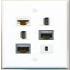 CAT6 2 CAT7 2 HDMI USBC Flat/Solid Wall Plate [White] view 1