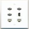 3 Coax HDMI 2 Phone Flat/Solid Wall Plate [White] view 1