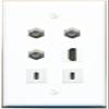 3 Coax HDMI 2 USBC Flat/Solid Wall Plate [White] view 1