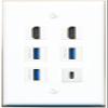 2 HDMI 3 USB-3 USBC Flat/Solid Wall Plate [White] view 1