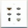 CAT6 3 Coax HDMI Phone Flat/Solid Wall Plate [White] view 1