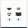 CAT6 CAT7 2 Phone 2 USBC Flat/Solid Wall Plate [White] view 1