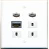 CAT7 2 Coax 3 USBC Flat/Solid Wall Plate [White] view 1