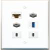 CAT6 2 Coax USB-3 2 USBC Flat/Solid Wall Plate [White] view 1