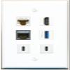 CAT6 CAT7 HDMI USB-3 2 USBC Flat/Solid Wall Plate [White] view 1