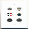 3.5mm Coax Phone RCA-Blue Speaker TOSLINK Flat/Solid Wall Plate [White] view 1