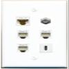CAT6 Coax 3 Phone USBC Flat/Solid Wall Plate [White] view 1