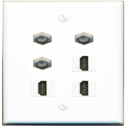 3 Coax 3 HDMI Flat/Solid Wall Plate [White]