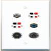 3.5mm Coax RCA-Blue 2 Speaker TOSLINK Flat/Solid Wall Plate [White] view 1