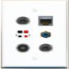 2 3.5mm CAT7 RCA-Blue Speaker TOSLINK Flat/Solid Wall Plate [White] view 1