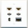 2 CAT6 CAT7 2 Coax HDMI Flat/Solid Wall Plate [White] view 1