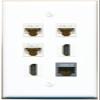 3 CAT6 CAT7 2 HDMI Flat/Solid Wall Plate [White] view 1