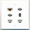 CAT6 2 Coax HDMI 2 Phone Flat/Solid Wall Plate [White] view 1
