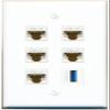 5 CAT6 USB-3 Flat/Solid Wall Plate [White] view 1
