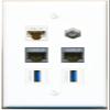 CAT6 2 CAT7 Coax 2 USB-3 Flat/Solid Wall Plate [White] view 1