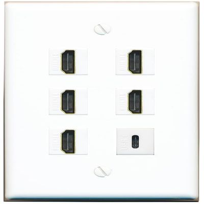 5 HDMI USBC Flat/Solid Wall Plate [White]