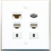 CAT6 Coax 2 Phone 2 USBC Flat/Solid Wall Plate [White] view 1