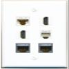 CAT6 2 CAT7 2 HDMI Phone Flat/Solid Wall Plate [White] view 1