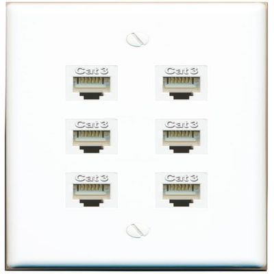 6 Phone Flat/Solid Wall Plate [White]