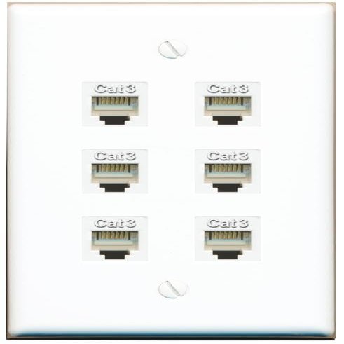 6 Phone Flat/Solid Wall Plate [White]