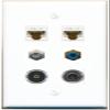 3.5mm 2 CAT6 Coax RCA-Blue TOSLINK Flat/Solid Wall Plate [White] view 1