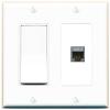 [1 Ports] CAT7 Wall Plate with Decorative Light Switch [White] view 1