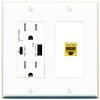 [1 Ports] CAT5E-YELLOW Wall Plate with USB A and C Chargers [White] view 1