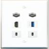 2 Coax HDMI USB-3 2 USBC Flat/Solid Wall Plate [White] view 1